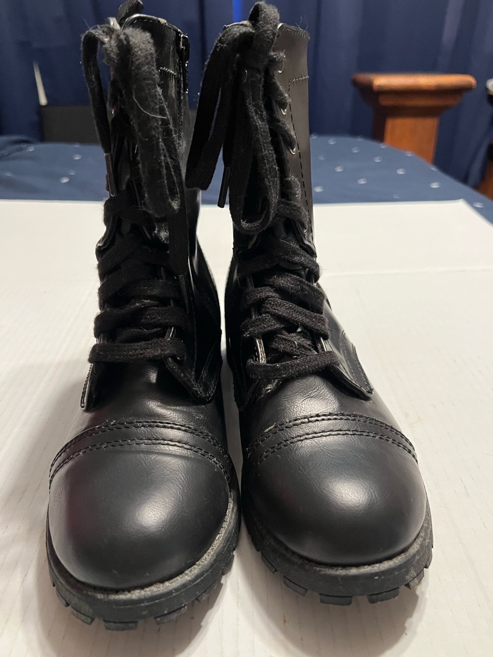 Black Lace up Boots with inside zippers